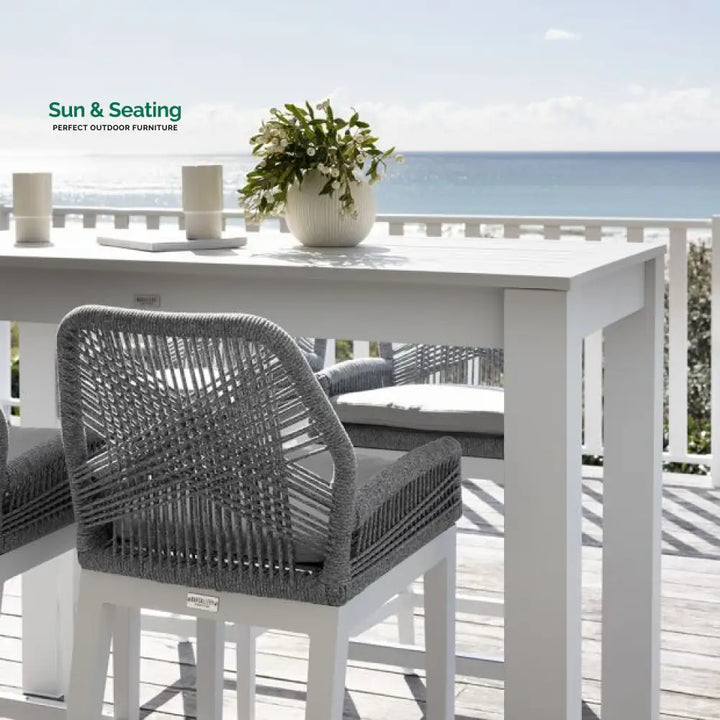 Oscuro Outdoor Patio Bar Sets 4 Chairs and 1 Table Braided &amp; Rope Bar Sets