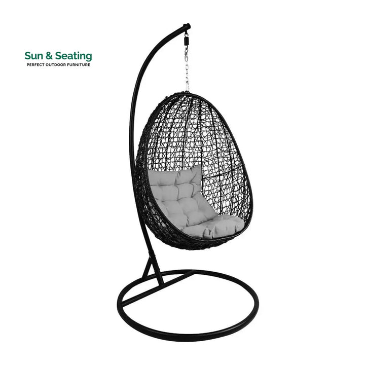 Oscuro Single Seater Hanging Swing With Stand For Balcony Garden Swing (Black) Grey Swings