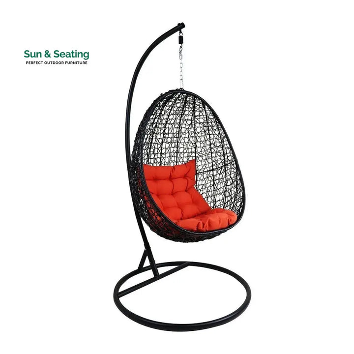 Oscuro Single Seater Hanging Swing With Stand For Balcony Garden Swing (Black) Red Swings
