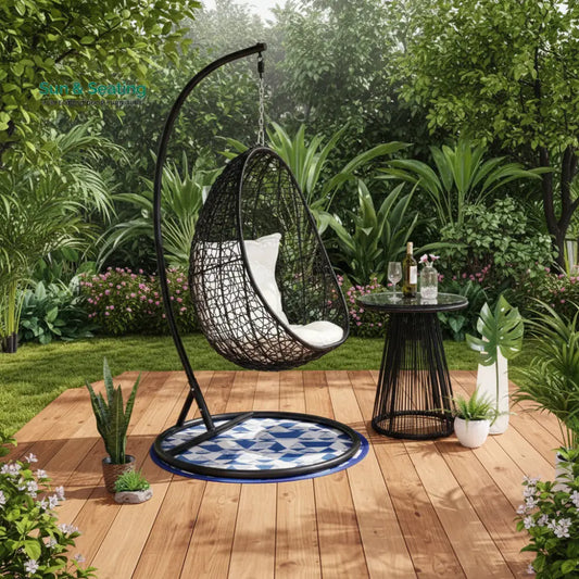 Oscuro Single Seater Hanging Swing With Stand For Balcony Garden Swing (Black) Swings