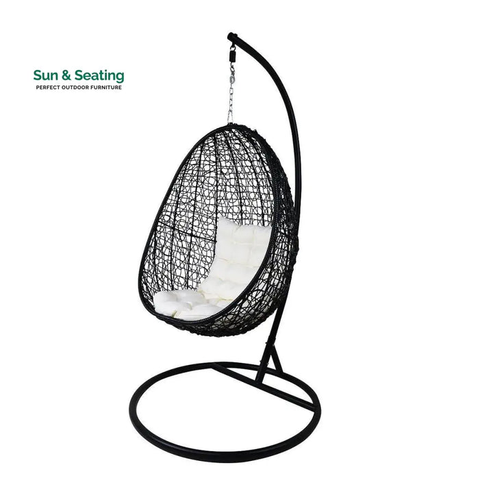 Oscuro Single Seater Hanging Swing With Stand For Balcony Garden Swing (Black) Swings