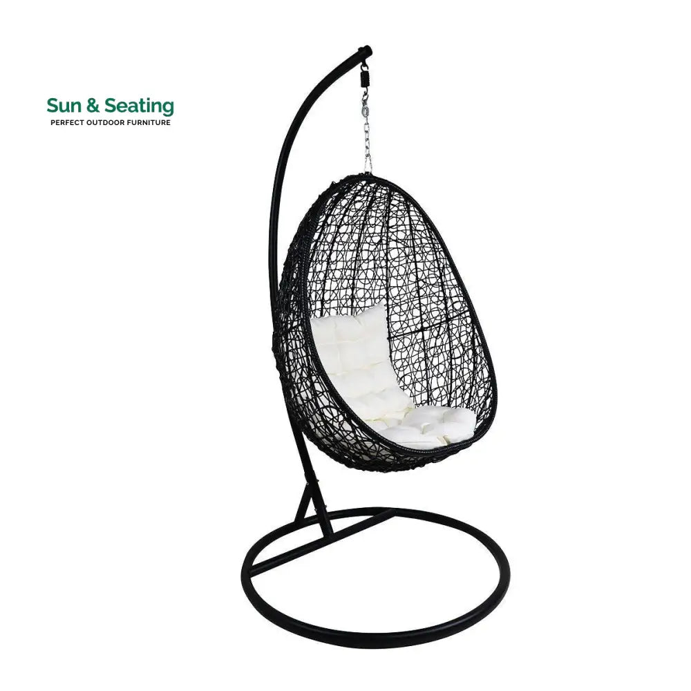 Oscuro Single Seater Hanging Swing With Stand For Balcony Garden Swing (Black) White Swings