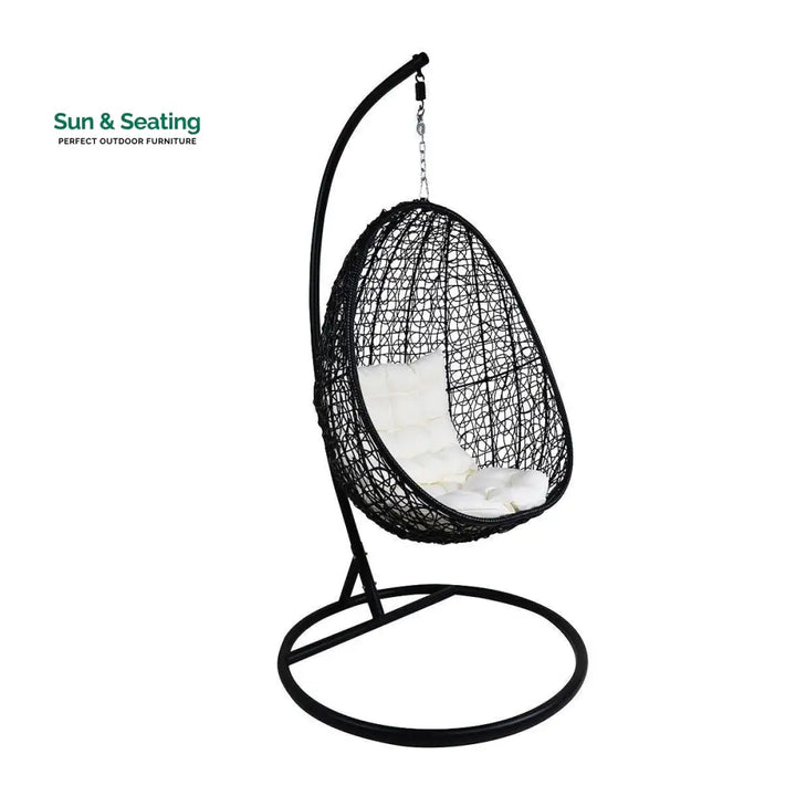 Oscuro Single Seater Hanging Swing With Stand For Balcony Garden Swing (Black) White Swings