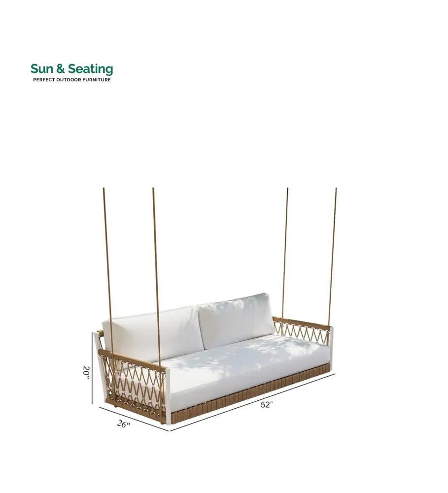Otio Double Seater Hanging Swing Without Stand For Balcony Garden Swing (Tan + White) Braided &amp; Rope Swings