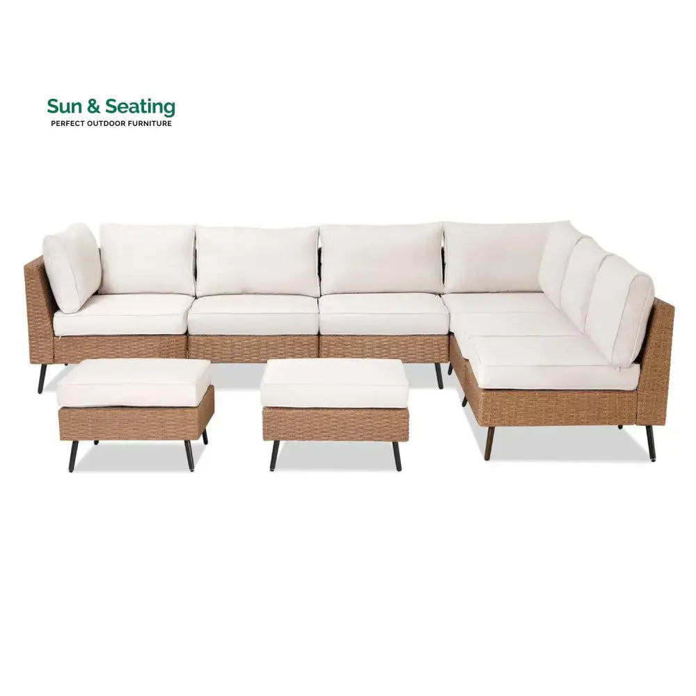 Ottilie Outdoor Rattan Wicker 8-Seater Sofa Set Sofa Set