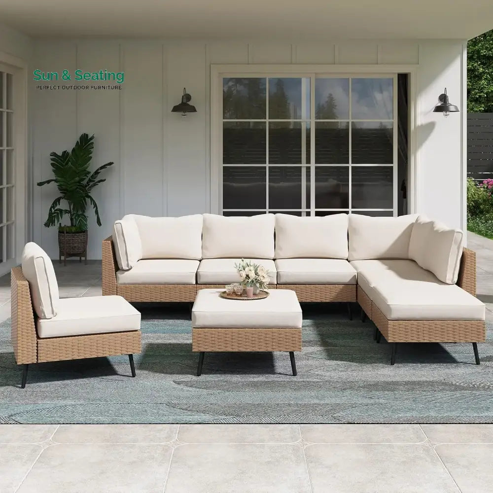 Ottilie Outdoor Rattan Wicker 8-Seater Sofa Set Sofa Set