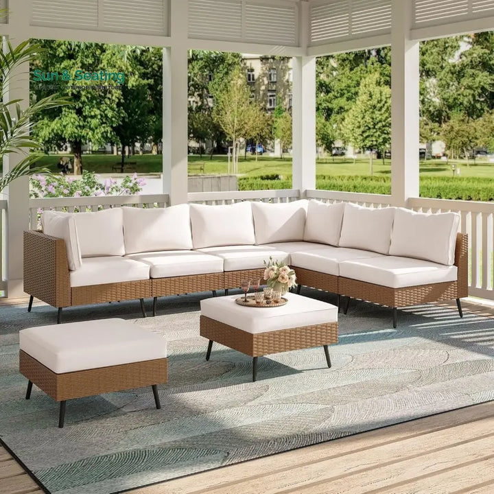 Ottilie Outdoor Rattan Wicker 8-Seater Sofa Set Sofa Set