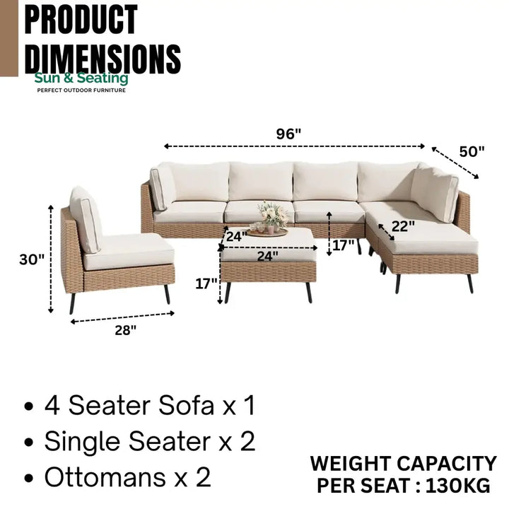 Ottilie Outdoor Rattan Wicker 8-Seater Sofa Set Sofa Set