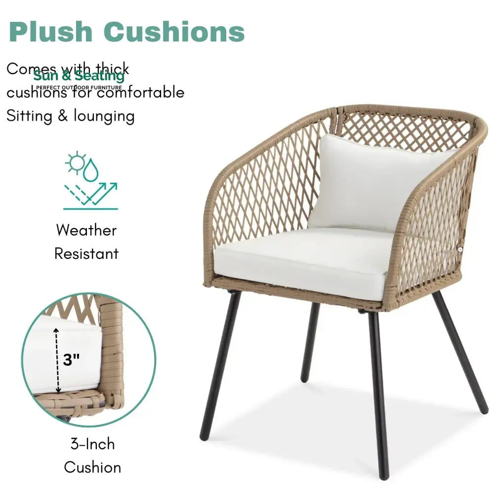 Ottilie Outdoor Wicker 3-Piece Patio Set Patio Set