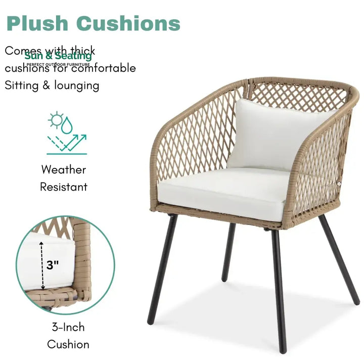 Ottilie Outdoor Wicker 3-Piece Patio Set Patio Set