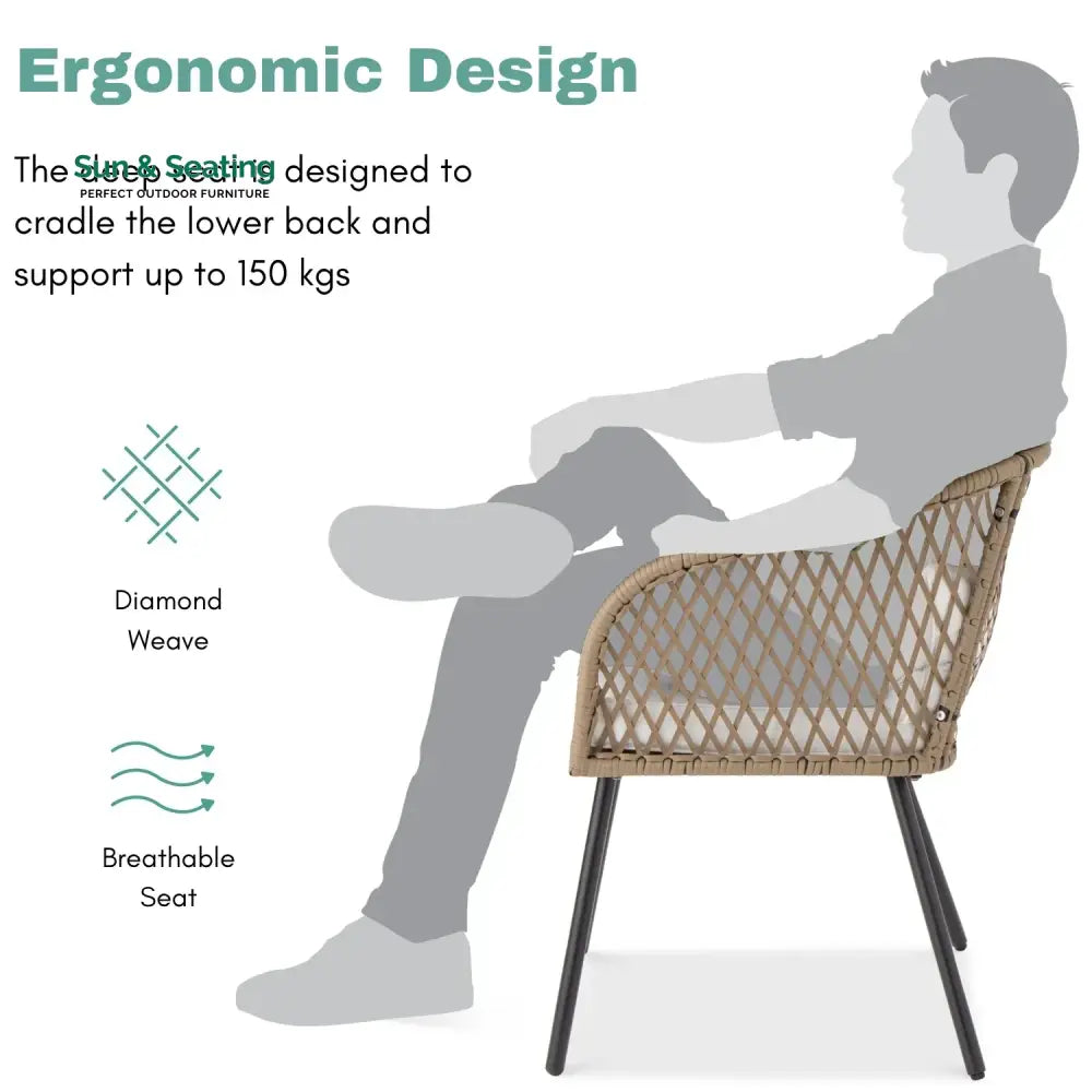 Ottilie Outdoor Wicker 3-Piece Patio Set Patio Set