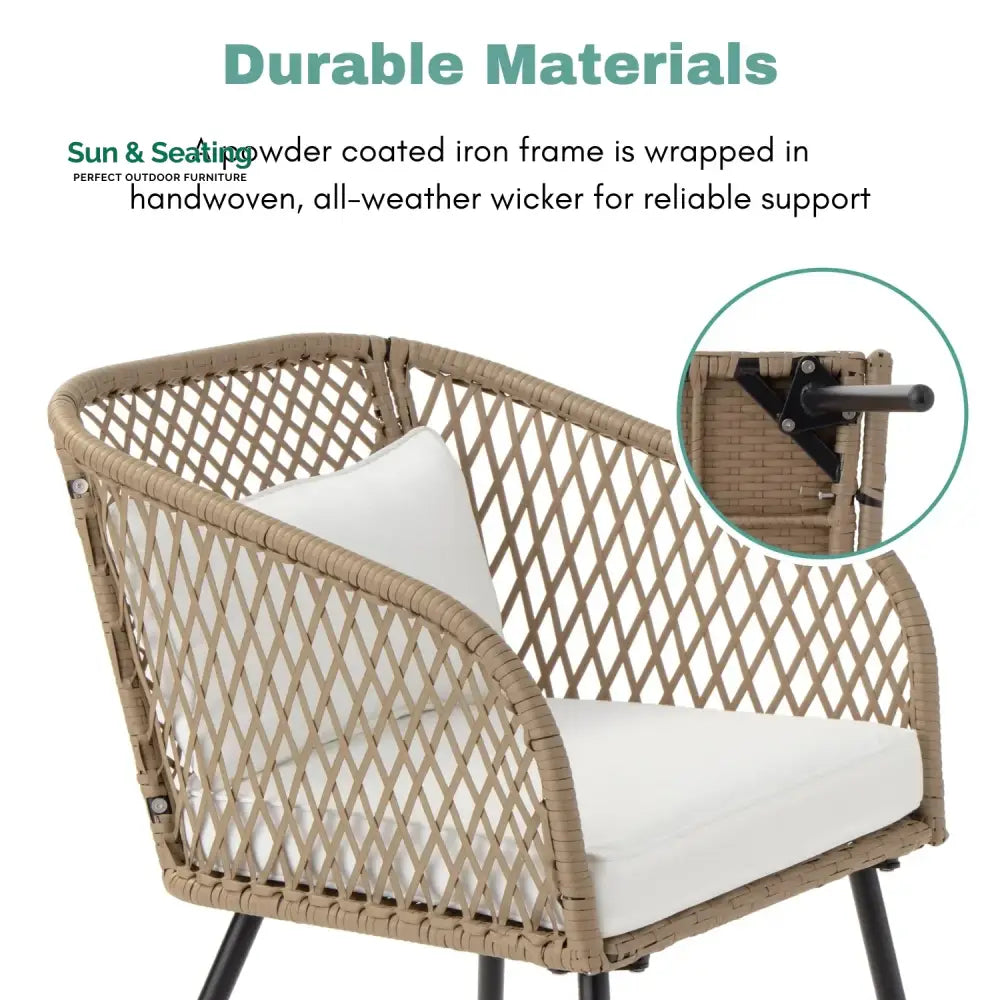 Ottilie Outdoor Wicker 3-Piece Patio Set Patio Set