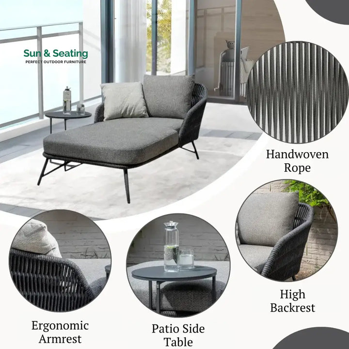 Outdoor Rope Patio Single Seater Daybed All Weather Furniture Daybed