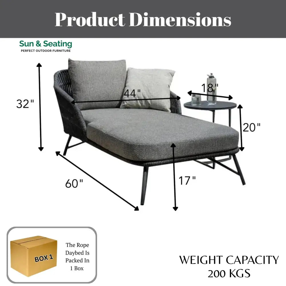 Outdoor Rope Patio Single Seater Daybed All Weather Furniture Daybed