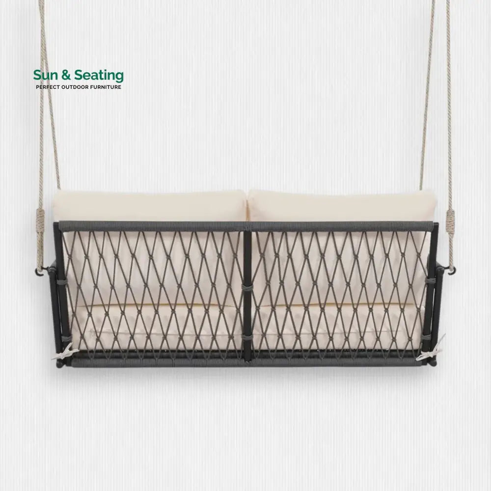 Outdoor Rope Swing 2-Person Hanging Chair Weatherproof Porch Swing Swing