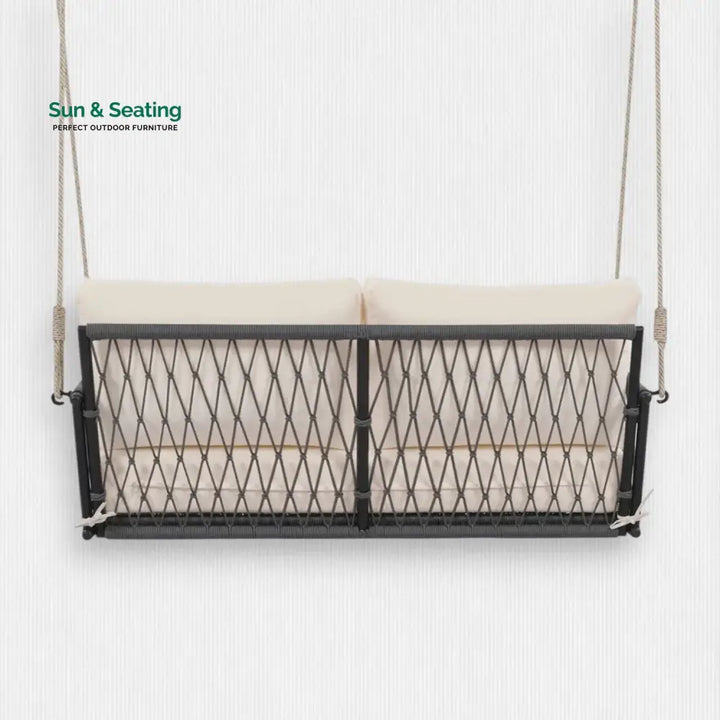 Outdoor Rope Swing 2-Person Hanging Chair Weatherproof Porch Swing Swing
