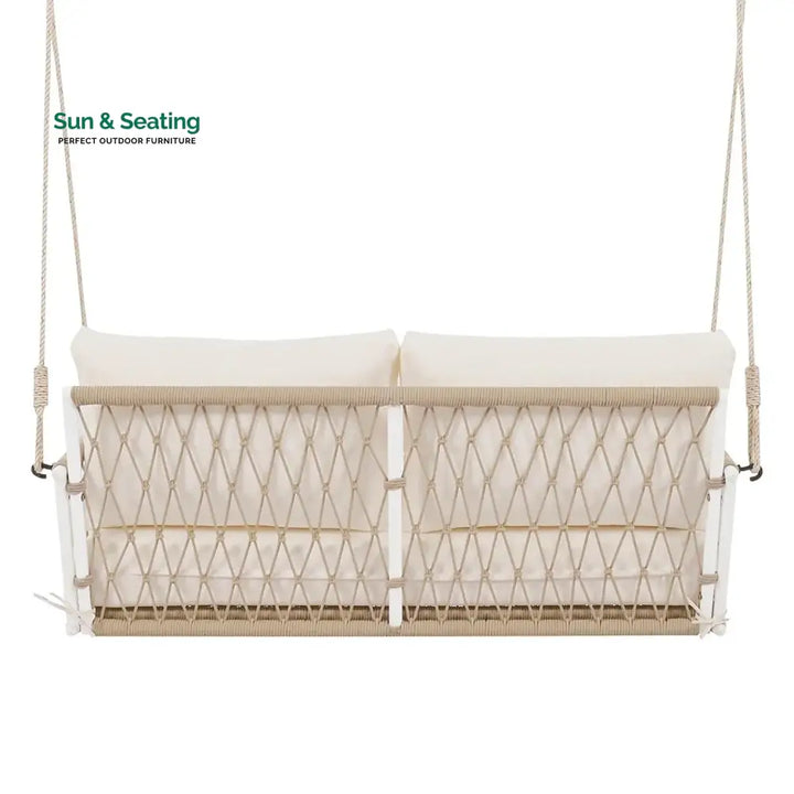 Outdoor Rope Swing 2-Person Hanging Chair Weatherproof Porch Swing Swing