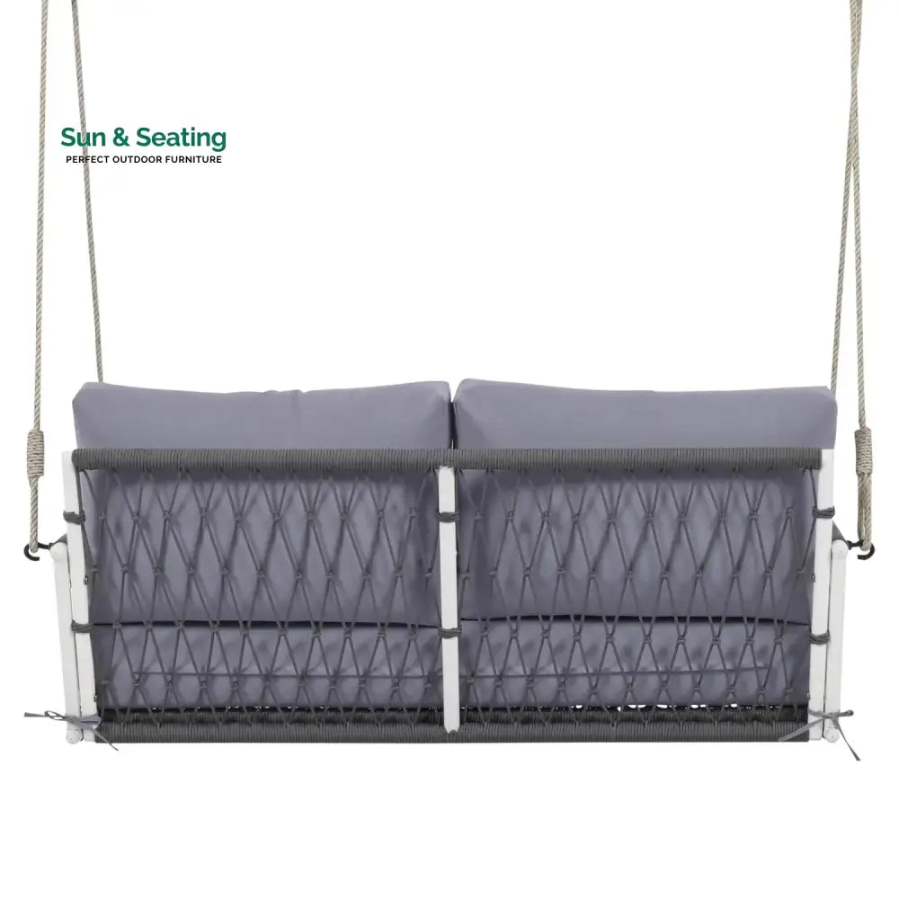 Outdoor Rope Swing 2-Person Hanging Chair Weatherproof Porch Swing Swing