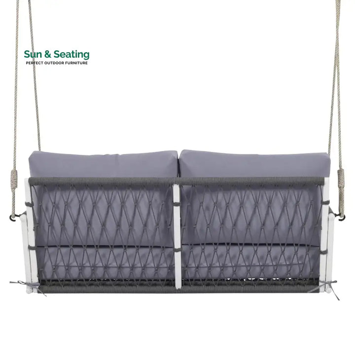 Outdoor Rope Swing 2-Person Hanging Chair Weatherproof Porch Swing Swing