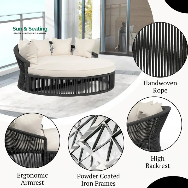 Outdoor Round Rope Daybed Sofa – Unique Design for Poolside Daybed