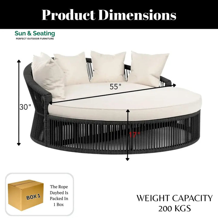 Outdoor Round Rope Daybed Sofa – Unique Design for Poolside Daybed