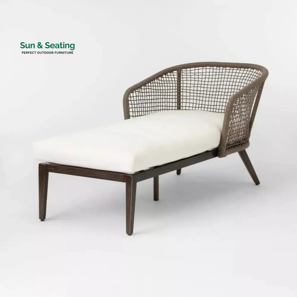 Outdoor Single Seater Patio Daybed with Handwoven Rope Daybed