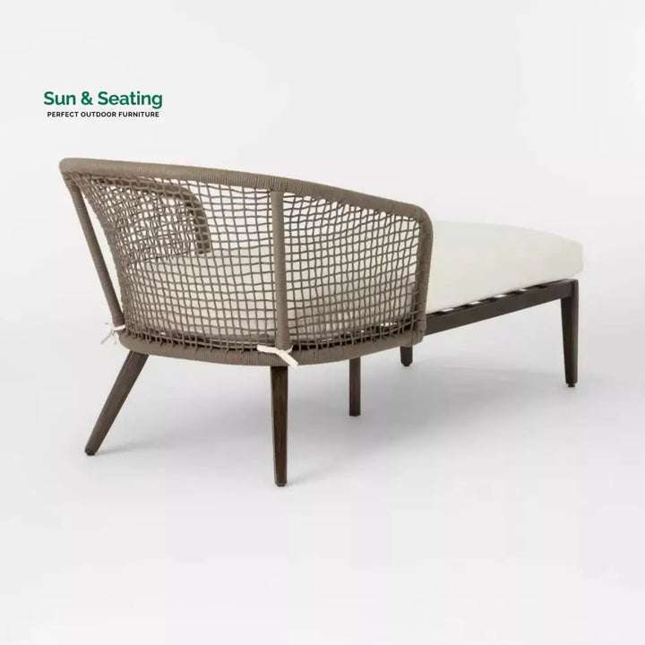 Outdoor Single Seater Patio Daybed with Handwoven Rope Daybed