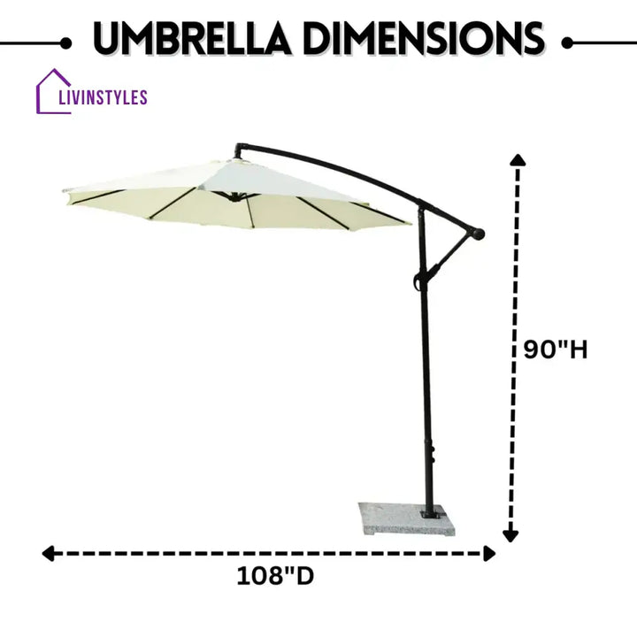 Outdoor Umbrella with Marble Base for Garden (White)