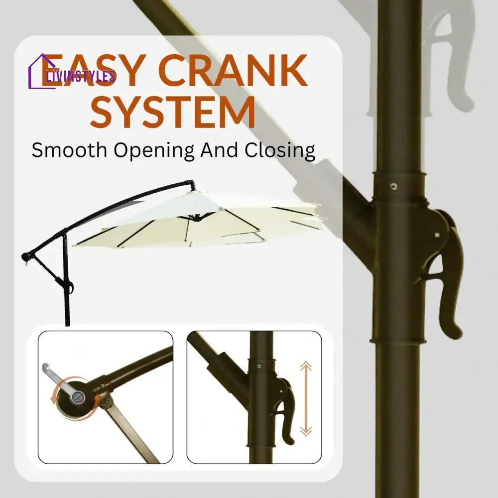 Outdoor Umbrella with Marble Base for Garden (White)