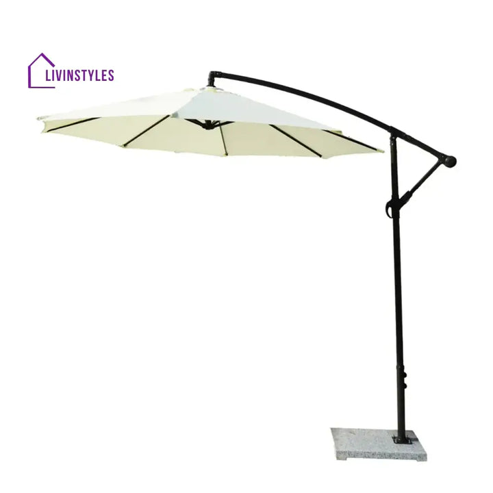 Outdoor Umbrella with Marble Base for Garden (White)