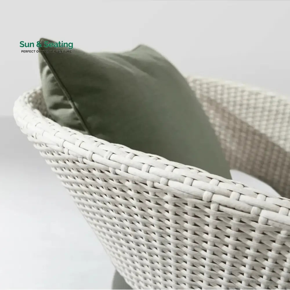 Outdoor White Rattan Wicker Sofa Chairs With Glass Top Table Sofa Set