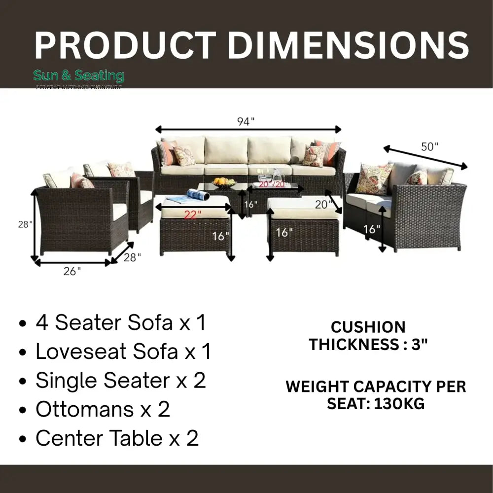 Outdoor Wicker 10 Seater Sectional Sofa Set Sofa Set