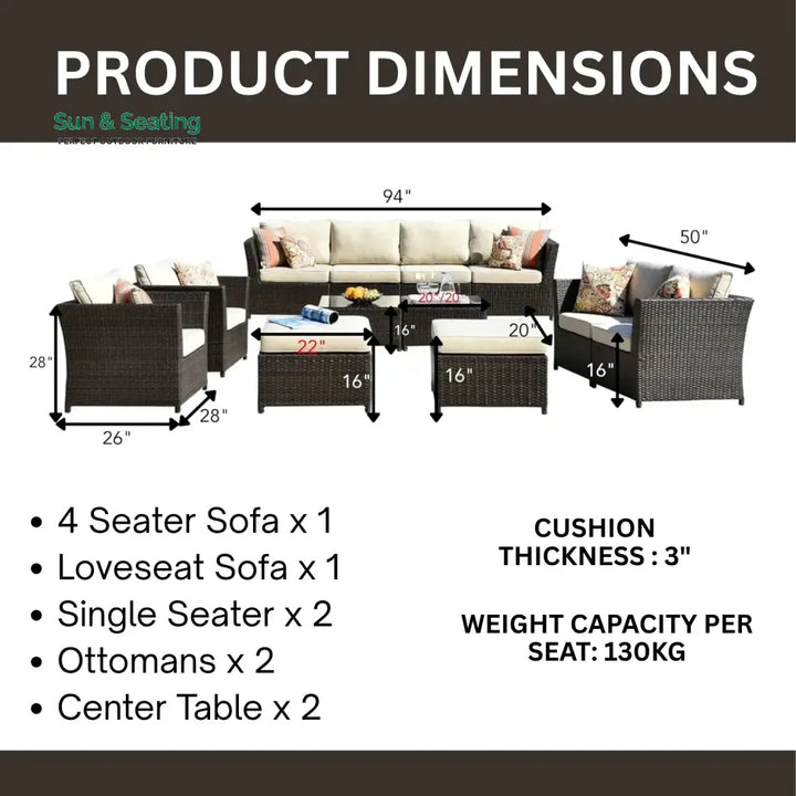 Outdoor Wicker 10 Seater Sectional Sofa Set Sofa Set
