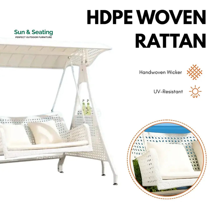 Outdoor Wicker 2-Seat Patio Swing Chair with Shade &amp; Cushions Swing