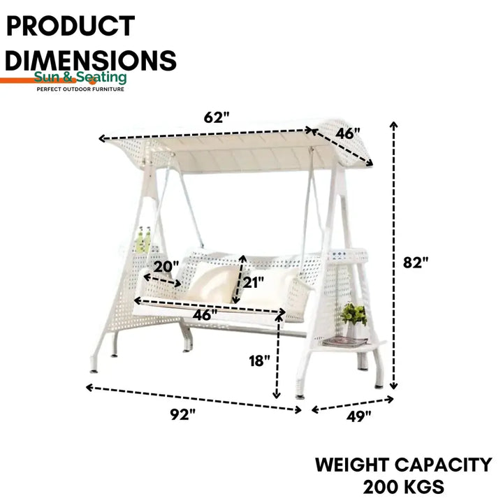 Outdoor Wicker 2-Seat Patio Swing Chair with Shade &amp; Cushions Swing