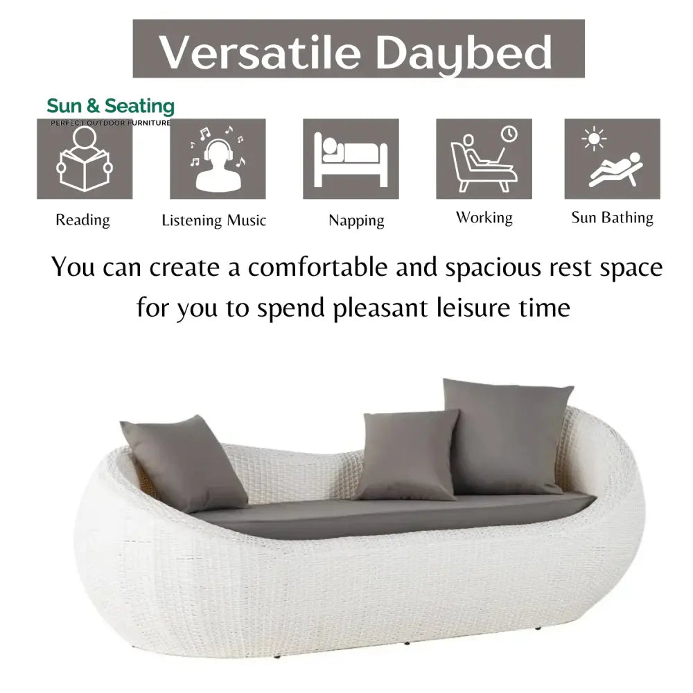 Outdoor Wicker 2 Seater Patio Garden Daybed Daybed