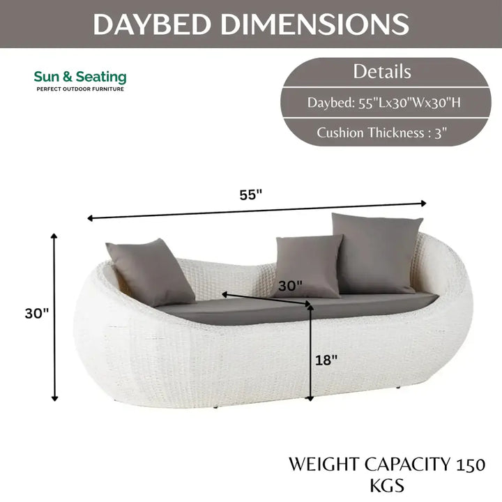 Outdoor Wicker 2 Seater Patio Garden Daybed Daybed
