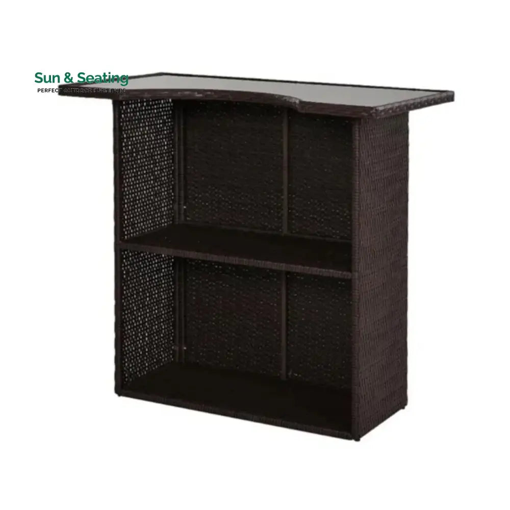 Outdoor Wicker 5-Piece Bar Set with Glass Top Table Bar Set