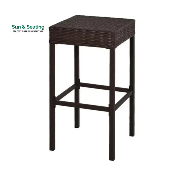 Outdoor Wicker 5-Piece Bar Set with Glass Top Table Bar Set