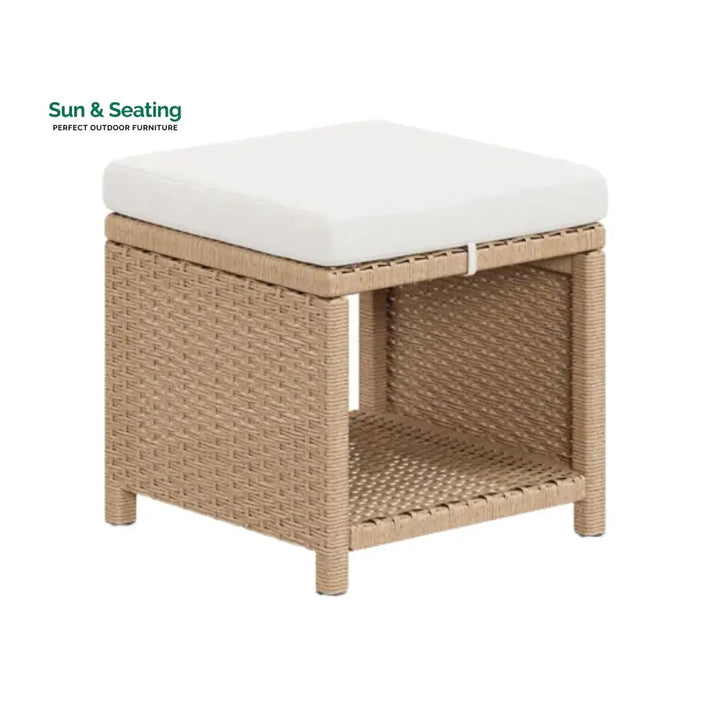 Outdoor Wicker 5-Piece Bar Set with Glass Top Table &amp; Ottomans Bar Set