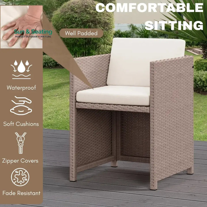 Outdoor Wicker 5-Piece Bar Set with Glass Top Table &amp; Ottomans Bar Set