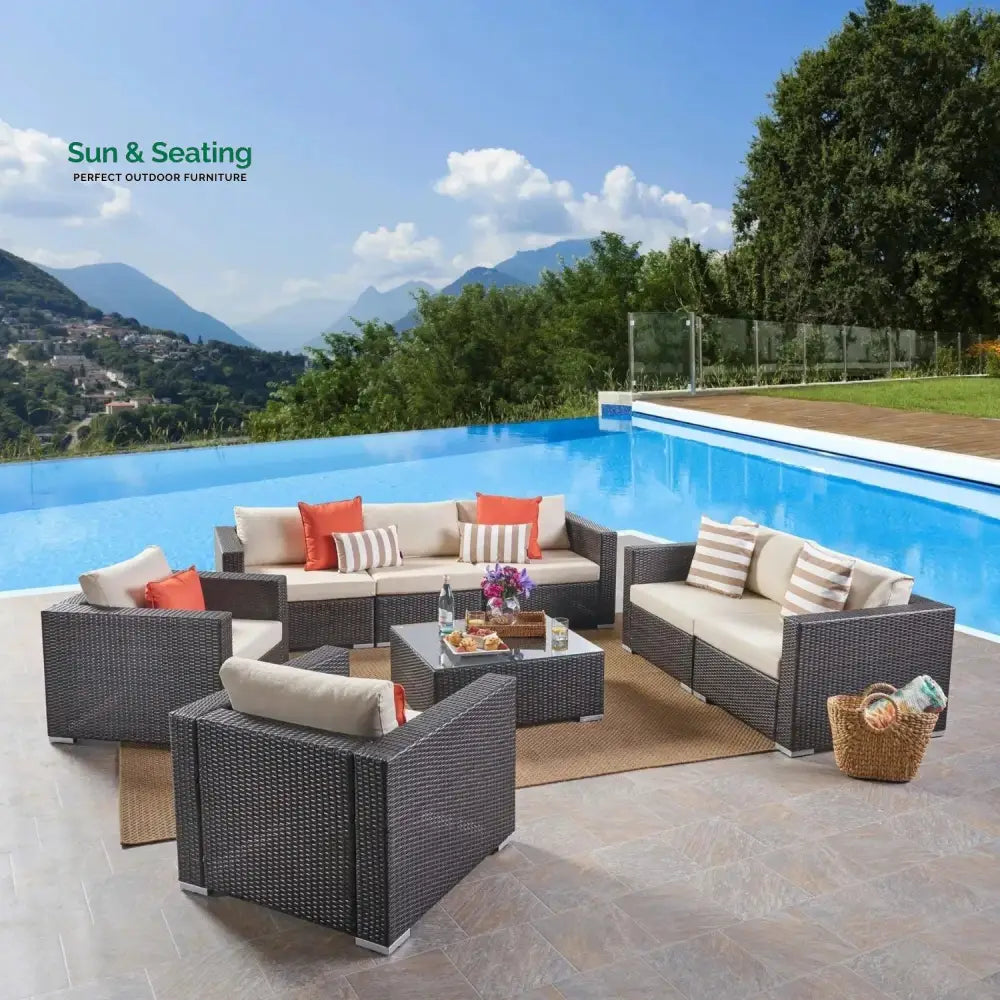 Outdoor Wicker 7-Seater Sofa Set Sofa Set