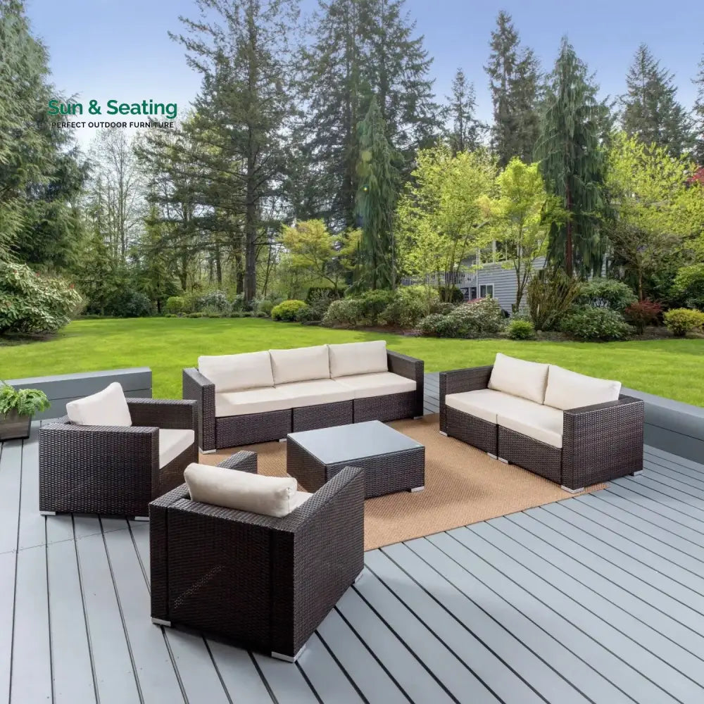 Outdoor Wicker 7-Seater Sofa Set Sofa Set