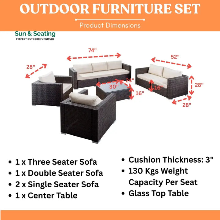 Outdoor Wicker 7-Seater Sofa Set Sofa Set