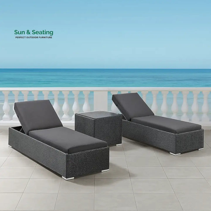 Outdoor Wicker Lounge Chairs Set of 2 Lounger Set