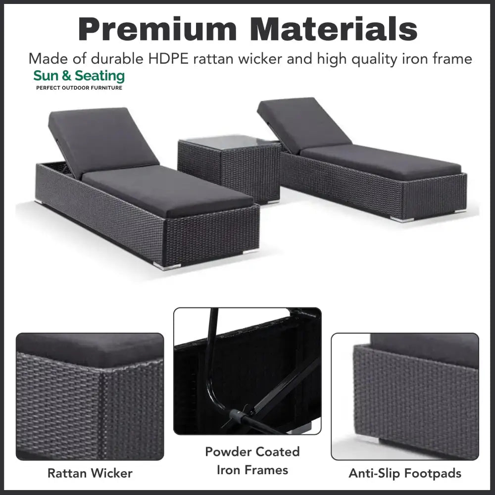 Outdoor Wicker Lounge Chairs Set of 2 Lounger Set