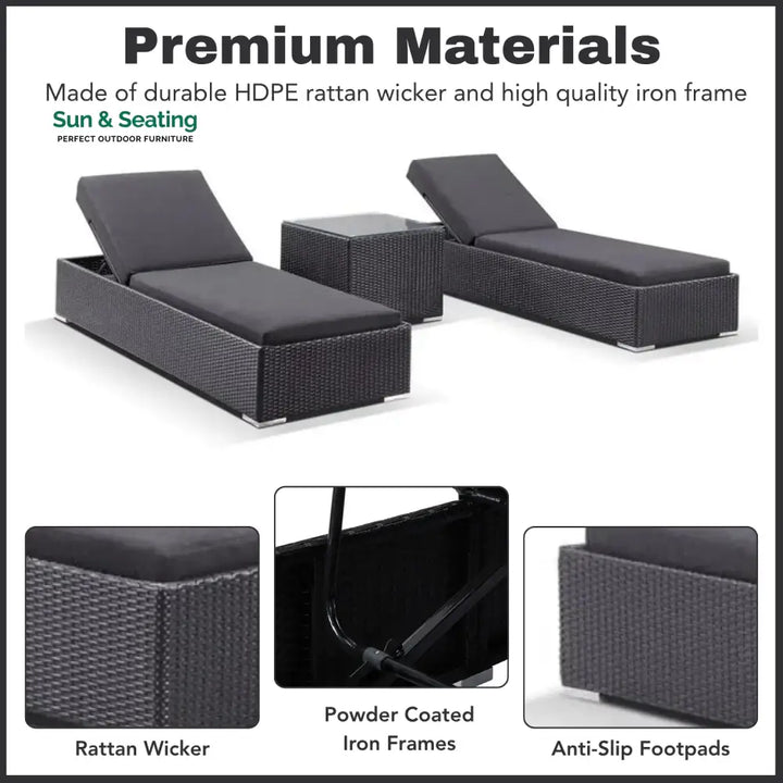 Outdoor Wicker Lounge Chairs Set of 2 Lounger Set
