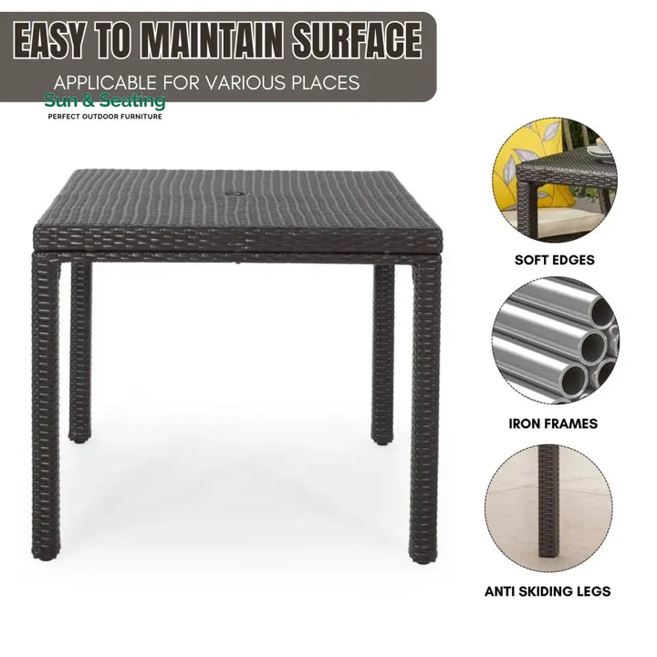 Outdoor Wicker Patio Wicker Coffee Table (Dark Brown) Table