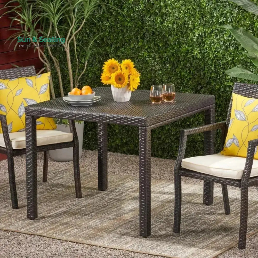 Outdoor Wicker Patio Wicker Coffee Table (Dark Brown) Table
