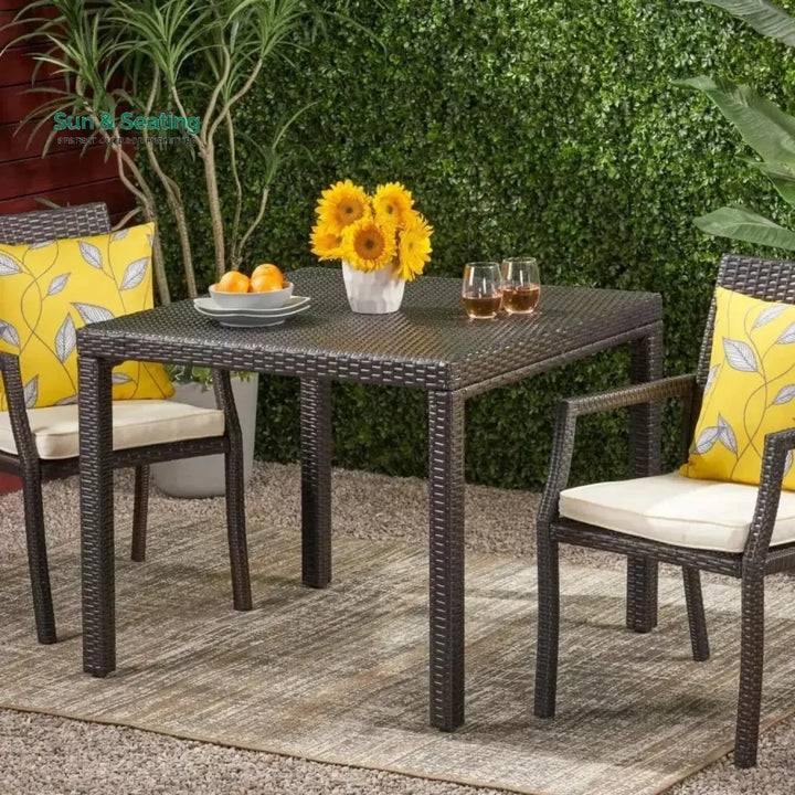 Outdoor Wicker Patio Wicker Coffee Table (Dark Brown) Table